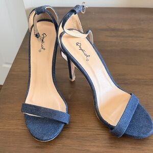 Qupid Blue Denim Heels